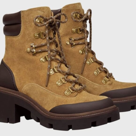 Brand new Tory Burch sz 9 Lug Block Sole ANKLE Platform Hiking Boot ALCE/COCONUT - Picture 1 of 4